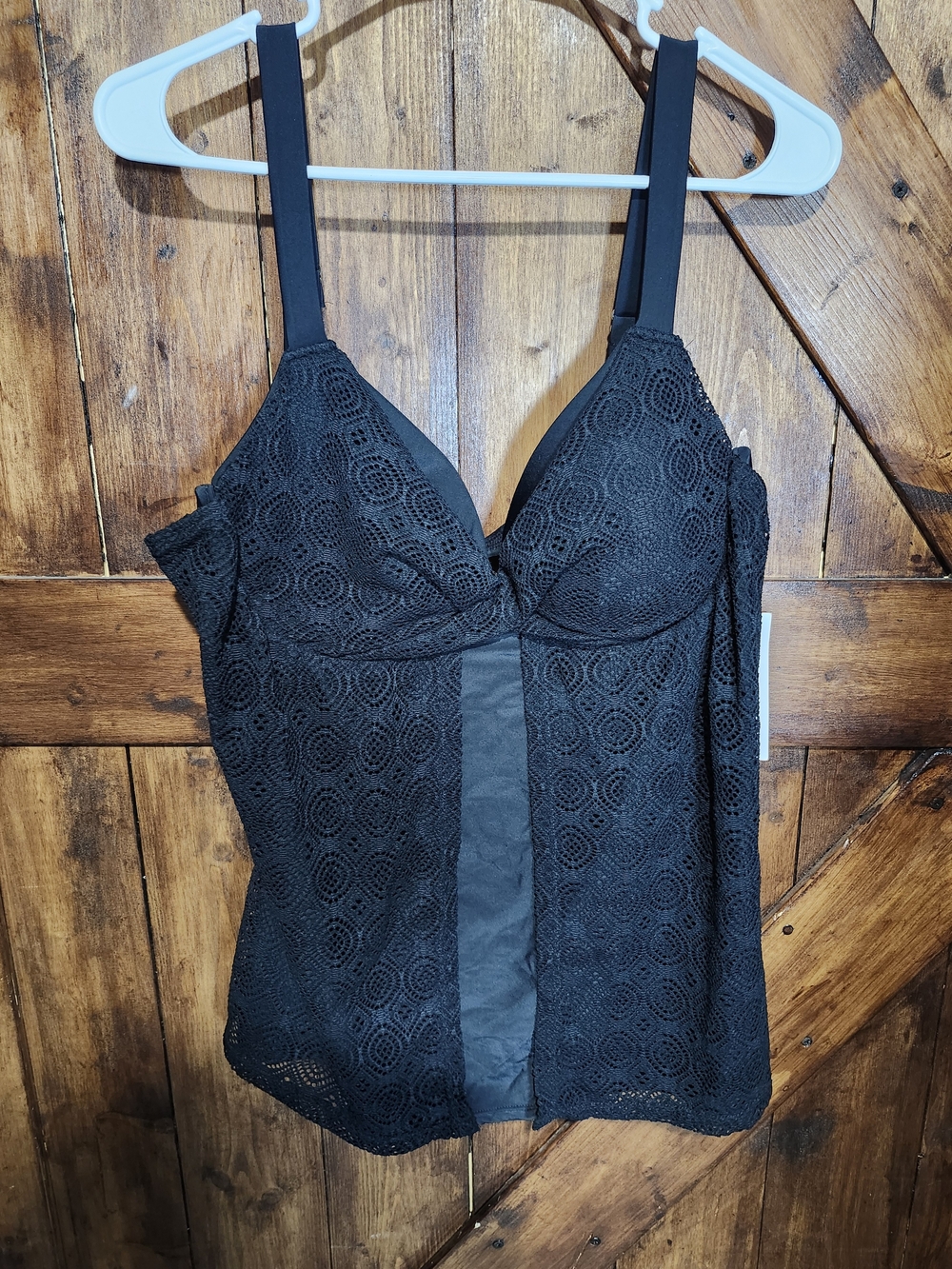 Black Lace Tankini Top with Supportive Cups And Binki Bottoms